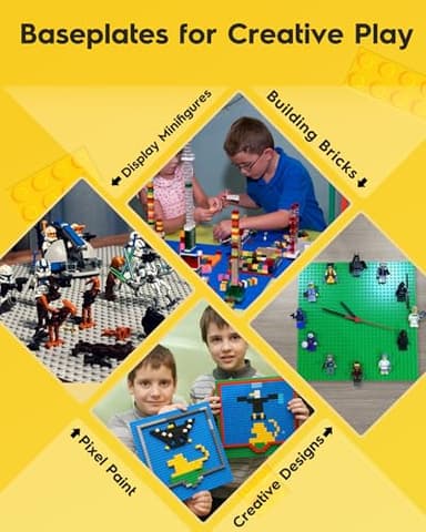 Pokiiulk Classic Baseplates Building Plates-Pack of 10 Large 10" x 10" Building Bricks, Compatible with All Major Brands and Activity Table, Perfect STEM Gift for Builders Age 3+ (Multicolored) - Image 4