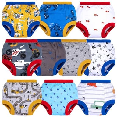 BIG ELEPHANT 10 Pack Toddler Potty Training Pants, Absorbent Underwear for Baby Boys, 2T - Image 1