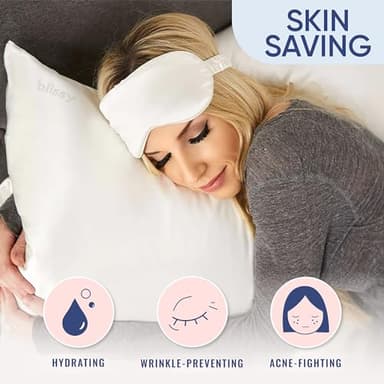 Blissy Silk Pillowcase - 100% Pure Mulberry Silk - 22 Momme 6A High-Grade Fibers - Pillow Cover for Hair & Skin - Regular, Queen & King with Hidden Zipper (Standard,Blissy White) - Image 4