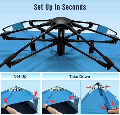 WhiteFang Deluxe Pop Up Beach Tent Sun Shade Shelter for 3-4/5-6 Person, UV Protection, Extendable Floor with 3 Ventilating Windows Plus Carrying Bag, Stakes, and Guy Lines - Image 4