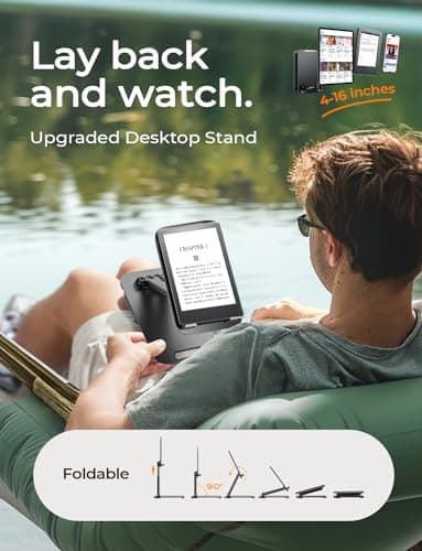 LISEN Tablet Stand for iPad Holder Desk Portable Monitor Stands, Foldable Home Office Desk Accessories Travel for iPad Holder Dorm College Essentials Fits Tabs Kindle iPhone 4-15.9" Black - Image 5