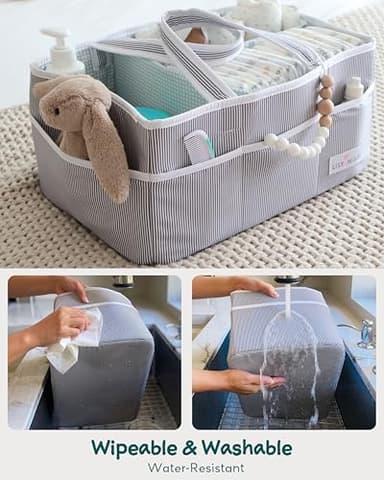 Lily Miles Baby Diaper Caddy - Large Organizer Tote Bag for Newborn essentials Boy or Girl - Baby Shower Basket - Nursery Must Haves - Registry Favorites - Newborn Caddie Car Travel - Image 3