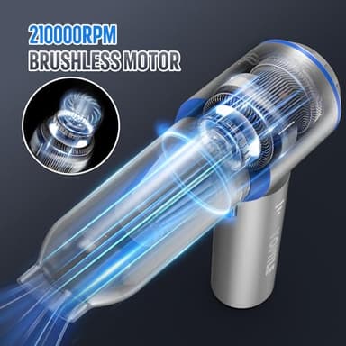 Electric air Duster - 2 in 1 210000RPM Brushless Air Duster & 21000PA Car Vacuum 9000mAh Battery Air Blower Wireless Handheld Vacuum for Car,Office and Home (Blue, 210000RPM) - Image 4
