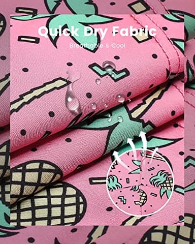 maamgic Mens Swim Trunks with Compression Liner 5" Stretch Beach Shorts Quick Dry with Zipper Pockets No-Chafing Board Shorts Pink-Palm Pineapple L - Image 6