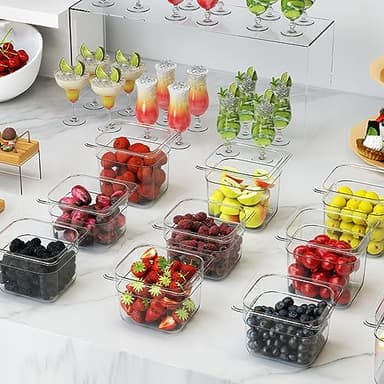 HNEDSEN 12 Pack Plastic Food Pan with Lid 1/6 Size 4 Inch Deep Restaurant Clear Food Storage Containers Polycarbonate Commercial Hotel Pans for Fruits Vegetables Beans Corns (12 PCS, 4'' Deep) - Image 5