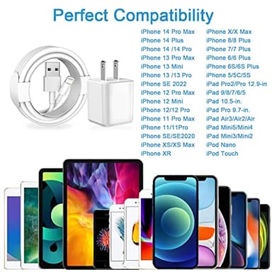 [Apple MFi Certified] iPhone Charger, 2Pack Lightning Cable Apple Charging Cords &Fast Quick USB Wall Charger Travel Block Plug Adapter for iPhone 14/13/12/11 Pro/11/10/XS MAX/XR/8/7/6s/6 Plus - Image 6