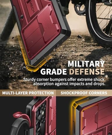 TONGATE for Samsung Galaxy S23 Ultra Case, [Built-in Slide Camera Cover & Screen Protector] [2 Front Frame] Military Grade Shockproof S23 Ultra Phone Case with Kickstand & Belt-Clip 6.8", Maroon - Image 4