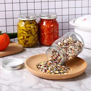 YINGERHUAN Glass Regular Mouth Mason Jars, 16 oz Clear Glass Jars with Silver Metal Lids for Sealing, Canning Jars for Food Storage, Overnight Oats, Dry Food, Snacks, Candies, DIY Projects (4PACK) - Image 2
