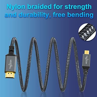 Twozoh 4K Micro HDMI to HDMI Cable 1FT, Short High-Speed Full HDMI to Micro HDMI Braided Cord Support 3D 4K/60Hz 1080p - Image 3