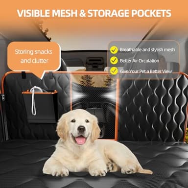 Scratchproof Dog Car Seat Cover For Back Seat, Waterproof Back Seat Pet Cover For Dogs With Mesh Window,Storage Pocket,Side Flap,Collapsible Nonslip Dog Seat Cover Universal Size Fit for Car/Truck/SUV - Image 5