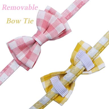 STMK 2 Pack Easter Plaid Cat Collars with Bow Tie Bell, Breakaway Adjustable Cat Kitten Plaid Collars with Bowtie Bell Bunny Chick for Cats Kittens (Pink & Yellow) - Image 3