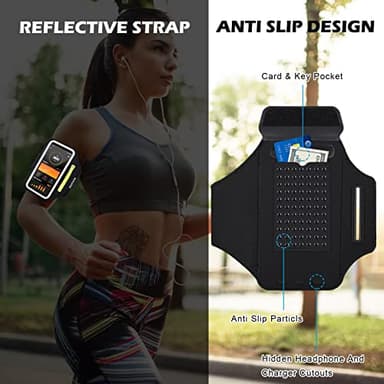 GUZACK Running Armband for iPhone 16 Pro 15 14 13 12 11 Pro Max/Plus/XR/XS, Galaxy S25/S24/S23/S22, with Card Slot & Key Pockets, Sports Arm Bands Cell Phone Holder Fit Up to 6.9 Inches Phone - Image 7