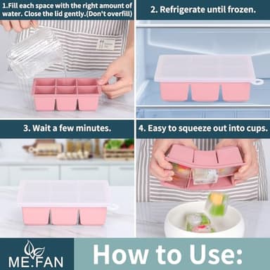 ME.FAN Silicone Ice Cube Trays [3 Pack] Large Ice Cube Mold with Lid, Square Independent Cavity Ice Tray Maker for Whiskey, Cocktails Bourbon, Beer & Drinks - Black/Deep Grey/Light Grey - Image 5