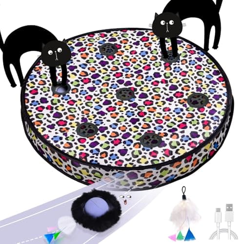 ORSDA Cat Toys, Interactive Activated Moving Ball in 7 Holes Mat, Automatic Fast Rolling Ball, Hide and Seek Toys for Indoor Cats, Exercise Kicker Mouse Catching Game - Image 1