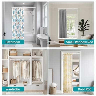 YNL Tension Shower Curtain Rod 34-66 Inch, Adjustable Spring Tension Curtain Rod No Drilling, Non-Slip, Never Rust, Stainless Steel, for Small Window Laundry Door Entryway,White - Image 5