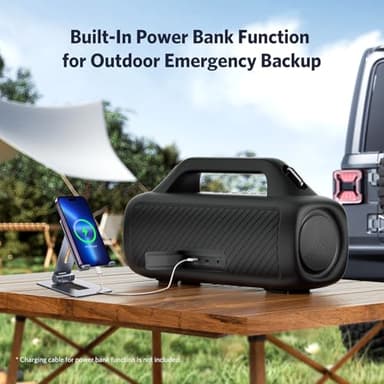 EarFun UBOOM X Portable Bluetooth Speaker, 80W Stereo with JumboBass, IP67 Waterproof Outdoor Speaker, RGB Light, 30H Playtime, Custom EQ, Bluetooth 5.3 Speakers for Outdoor, Camping, Beach - Image 7