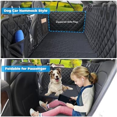 URPOWER Back Seat Extender for Dogs - Hard Bottom Dog Car Seat Cover Holds 420 lbs, Waterproof Dog Hammock Dogs Bed for Cars, SUVs & Small Trucks, Pet Backseat Protector with Mesh Window & Large Space - Image 5