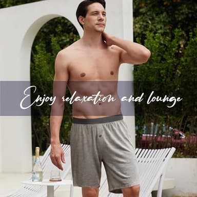 BAMBOO COOL Men's Pajama Shorts Mens Sleep Shorts Soft Breathable Lounge Comfy Sleepwear Pajamas Bottoms with Pockets 2 Pack - Image 6