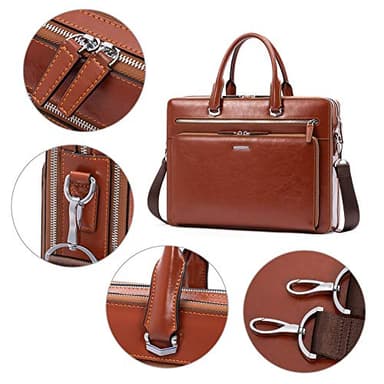 BOSTANTEN Briefcases for Men Messenger Bag Genuine Leather Laptop Bag 15.6 inch Office Work Tote for Buisness Travel - Image 6