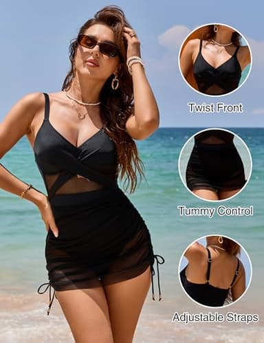 Blooming Jelly Womens One Piece Swimsuit Modest Tummy Control Bathing Suit Slimming Swim Suit 2025 (Medium, Black) - Image 2