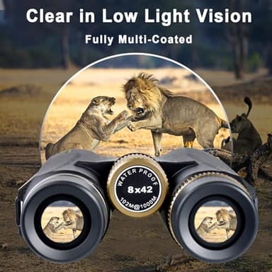 8x42 HD Binoculars for Adults High Powered with Phone Adapter and Tripod, Super Bright BAK4 Prism Waterproof Compact Binoculars for Bird Watching Hunting Stargazing Hiking Cruise Travel - Image 4