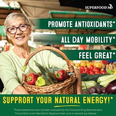 Superfood Fruit and Veggie Supplement - 360 Whole Super Fruit and Vegetable Supplements & Vitamin, Natural Energy Levels, with Olive Leaf Soy Free- 180 Count (Pack of 2) - Image 2