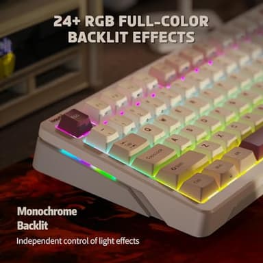 iLovBee B87 Wireless Mechanical Keyboard, 75% Percent Gaming Keyboard with Bluetooth/2.4GHz/USB Wired, RGB Creamy Keyboards with Knob, QMK/VIA, Gasket Mount Hot Swappable Linear Switch, Retro Red - Image 4