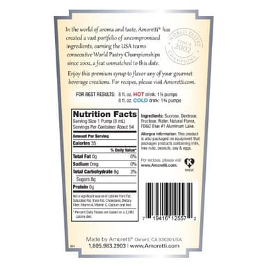 Amoretti Premium Blue Curacao Syrup (750mL) - Image 2