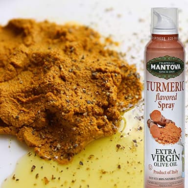 Mantova Turmeric Flavored Extra Virgin Olive Oil Spray, heart-healthy cooking spray perfect for salads, pasta sauces, 100% natural cooking oil made in Italy, olive oil dispenser bottle sprays, drips, or streams with no waste, 8 oz - Image 3