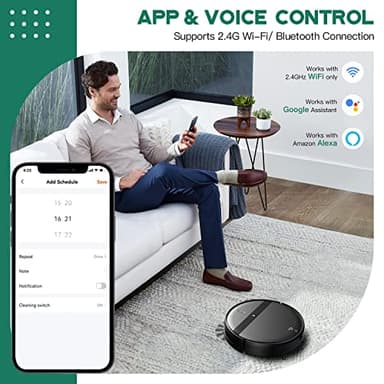 Kilgone Robot Vacuum and Mop Combo 2300Pa for Pet Hair | Robotic Vacuum Cleaner with WiFi/Alexa/App | Auto Recharge & Tangle-Free | Ultra-Slim Quiet 2.8" for Hard Floors, Low-Pile Rugs - Image 2