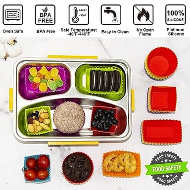 SmartKitch Silicone Cupcake Liners & Muffin Cups - 36pcs Non-Stick Silicone Lunch Box Dividers & Bento Box Accessories - Image 3