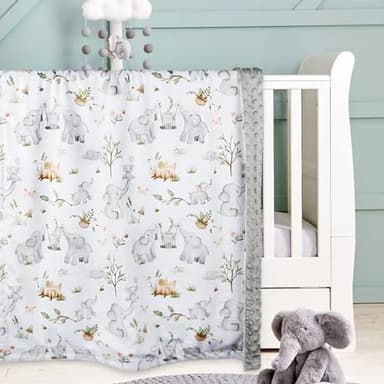 BOPRIO Baby Blankets for Unisex Boys Girls, Super Soft Nursery Minky Blankets with Baby Elephant Design and Dotted Fleece Backing, Printed Bed Throws Newborn - Image 6