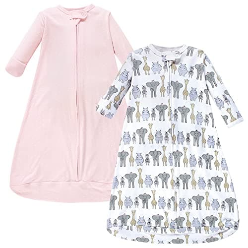 Hudson Baby Unisex Baby Cotton Long-Sleeve Wearable Sleeping Bag, Sack, Blanket, Pink Safari, 0-3 Months - Image 1