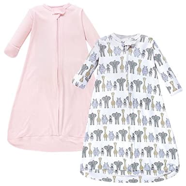 Hudson Baby Unisex Baby Cotton Long-Sleeve Wearable Sleeping Bag, Sack, Blanket, Pink Safari, 0-3 Months - Image 1