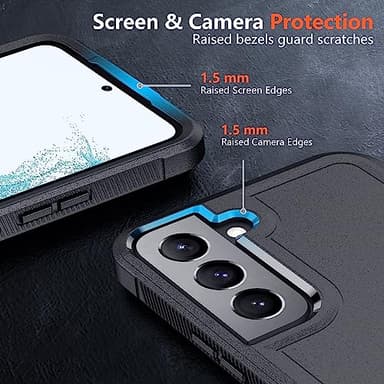 SPIDERCASE for Samsung Galaxy S22 Case, [10 FT Military Grade Drop Protection],2 Pack [Tempered Glass Screen Protector+Camera Lens Protector] Heavy Duty Shockproof Case for Galaxy S22 6.1'',Black - Image 3