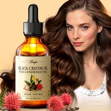 100% Pure Jamaican Black Castor Oil for Hair & Skin, Cold Pressed Organic Hair Growth Oil for Eyelashes & Eyebrows, Unrefined Hair Oil Glass Bottle Pack Wrap Christmas Gift, Hexane Free 2.02 Fl Oz - Image 1