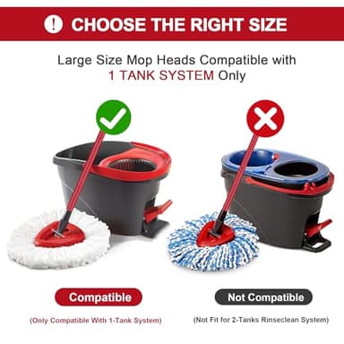 Mop Replacement Heads for O-Ceda Mop Replace Head EasyWrin Spin Mop Heads Replacements, Microfiber Spin Mop Refills, Easy Cleaning Mop Head Replacement (White-3 Mop Heads) - Image 2