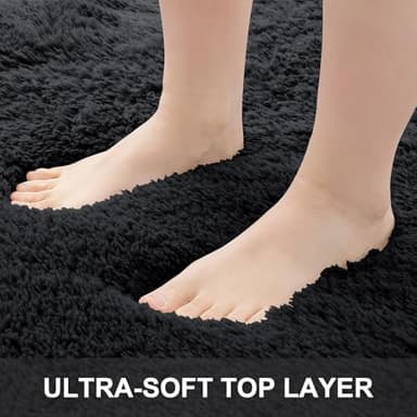 OLANLY 9x12 Machine Washable Large Area Rugs for Living Room, Bedroom, Soft Fluffy Shaggy Bedside Rug, Indoor Floor Carpet for Kids Girls and Boys, Dorms, Nursery, Home Decor Aesthetic, Black - Image 4