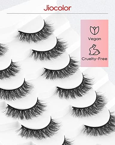 Jiocolor Fake Lashes Natural Look Wispy Fluffy Lashes 3D Faux Mink Lashes False Eye Lashes Reusable 7 Pairs False Eyelashes 13MM - Image 5