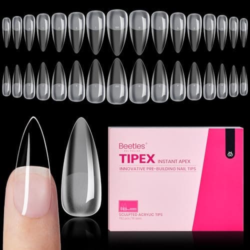 Beetles Tipex Instant Apex Nail Tips Halloween Nails, Stiletto Medium, 192pcs 16 Sizes, Pre-Building Pre-Etched Strong Thicker Strong Acrylic Tips - Image 1