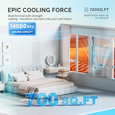 ROVSUN Smart 14000 BTU Window Air Conditioner with WiFi, Energy Saving Window AC Unit with Remote & App Control & Timer Function & Easy Install Kit, for Rooms up to 700 Square Feet, 115V/60Hz, White - Image 4