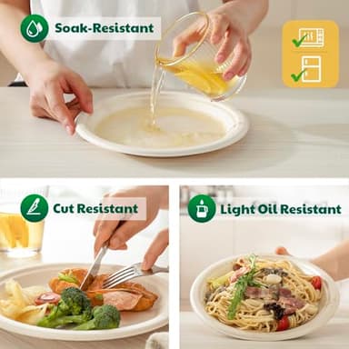 Joyborn 100% Compostable Paper Plates, 10 Inch, 125 Count, Biodegradable Bagasse Plates, Heavy Duty Disposable Plates Bulk for Party | Microwave-Safe | Soak-Resistant, Cut Resistant - Image 4