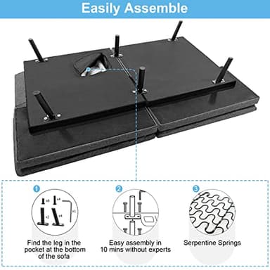 Opoiar Futon Convertible Sofa Bed With Memory Foam - Sleeper Loveseat, Breathable Linen, Adjustable Lounge Couch With Metal Legs for Compact Living Spaces, Dark Grey - Image 6