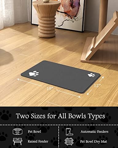 Pet Feeding Mat-Absorbent Dog Mat for Food and Water Bowl-No Stains Quick Dry Dispenser Mat-Dog Accessories Pet Supplies-Water Bowl for Messy Drinkers（Darkgrey,12"x19" - Image 7