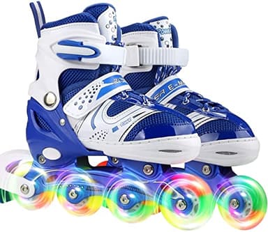 JIFAR Youth Children's Inline Skates for Kids, Adjustable Inlines Skates with Light Up Wheels for Girls Boys, Indoor&Outdoor Ice Skating Equipment Medium Size(2-5 US), Medium-blue - Image 7