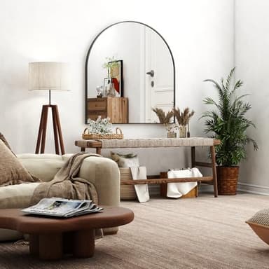 XRAMFY 31"x32" Arched Wall Mirror for Bathroom, Black Vanity Mirror for Bedroom, Living Room, Entryway, Decorative Hanging Mirror for Wall - Image 7