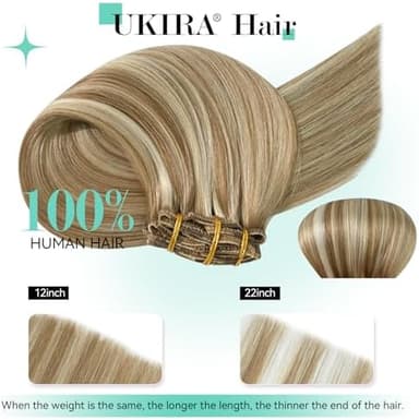 Ukira Blonde Hair Extensions Clip in Real Human Hair, 18 Inch 75g 7pcs Golden Blonde Highlights Human Hair Extensions Clip ins for Women, Soft Natural Straight Remy Human Hair Clip in Extensions - Image 4