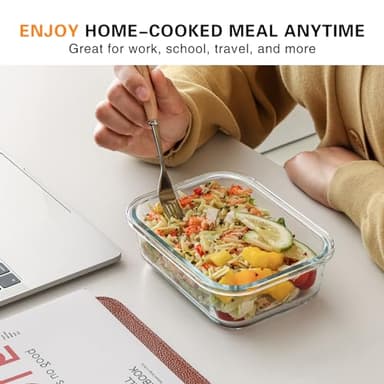 Cuiselect 10 Pack 22 Oz Glass Meal Prep Containers with Lids, Reusable Glass Food Storage Containers with Lids, Leak Proof, Microwave, Oven, Freezer and Dishwasher Safe (Green) - Image 6