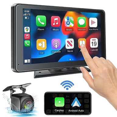 Portable Wireless with Apple CarPlay and Android Auto Screen for Car, 7" HD Touch Screen Car Stereo with Mirror Link, Bluetooth 5.2, Backup Camera, AUX,FM Transmitter for All Vehicle - Image 1