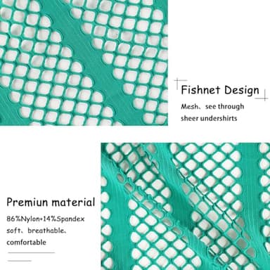 SUMABA Mens Fishnet Top Pullover Sexy See Through Short Sleeve T-Shirt Hoodies,Green XXL - Image 3